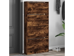 Mueble Zapatero | Zapatero 4 Cajones Abatibles Roble Ahumado 80x21x163,5cm