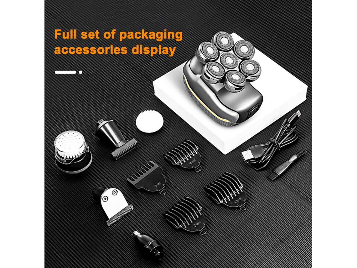 Afeitadora Eléctrica Hombre 6 En 1 7 Cabezas Flotantes Recargable Lavable Display Led