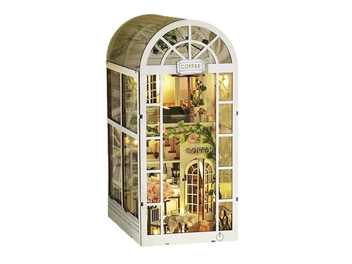 Casita De Madera Para Café Y Flores, Diseño 3d, Con Luces Led, Dimensiones 11x18x23 Cm