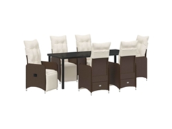 Maison Exclusive - Conjunto De Comedor De Jardín 7 Pcs Marrón Ratán Sintético