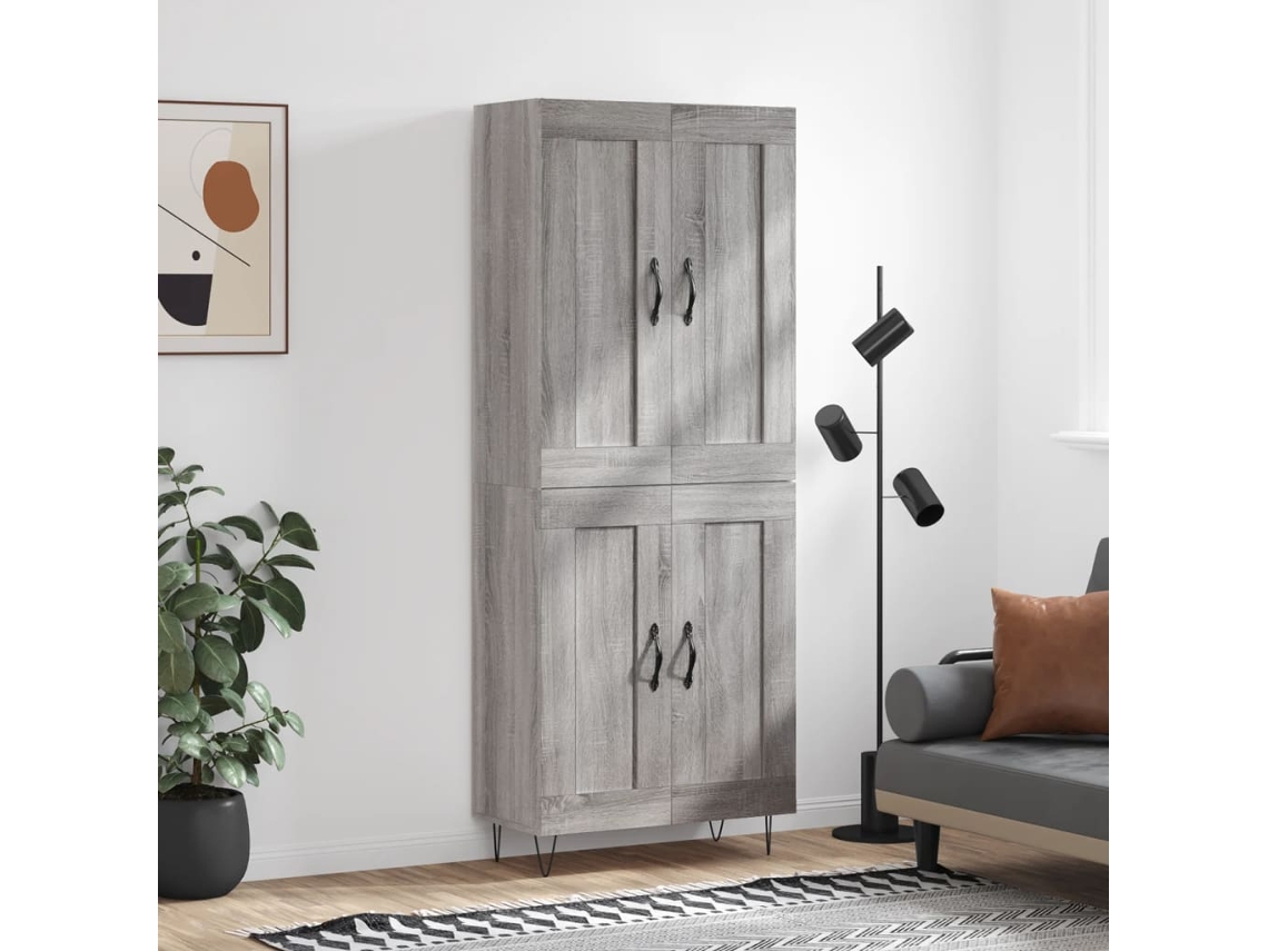 Aparador | Armario alto 69,5 x 34 x 180 cm, derivados de madera, gris Sonoma