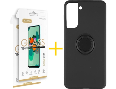 Carcasa + 2 Protectores de Pantalla para Samsung Galaxy S22 Plus 5G ACCETEL Negro