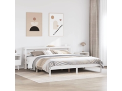 Cama Sin Colchón Madera Maciza De Pino Blanca 180x200 Cm