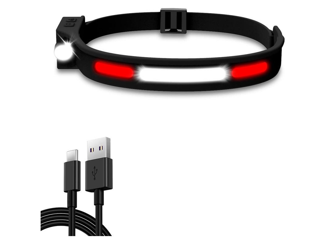 Linterna frontal recargable e impermeable de 350 lúmenes con 5 modos LED para correr, acampar, andar en bicicleta, pescar y para niños.