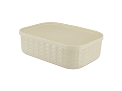 Caja pequeña de ratán artificial para guardar ropa, color beige