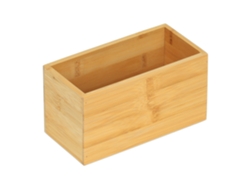 Relaxdays Caja Organizadora Bambú, Caja Almacenaje Rectangular Sin Tapa, 9,5x18x9 Cm, Caja Bambú Cocina, Baño, Natural
