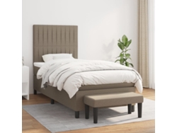 Cama Box Spring Con Colchón Tela Gris Taupe 90x200 Cm