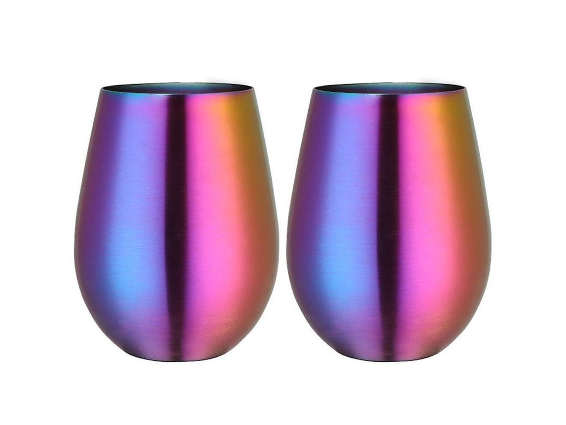 Copa De Vino De Acero Inoxidable Sin Tallo, Vaso Portátil Para Exteriores - Juego De 2 Vasos Hfk Symphony