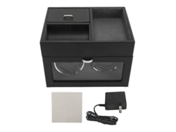 Caja de cuerda automática para relojes con luz LED, 2 relojes, bajo nivel de ruido