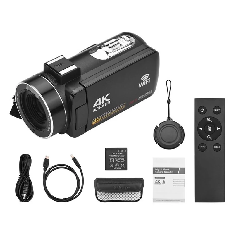 (Negro 1, solo cámara) Cámara digital HD con rotación de 270°, cámara digital 4K, 56 MP, sensor de 3,0 pulgadas