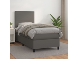 Estructura De Cama Con Muelles/Colchón 90X200 Cm Cuero Artificial Gris