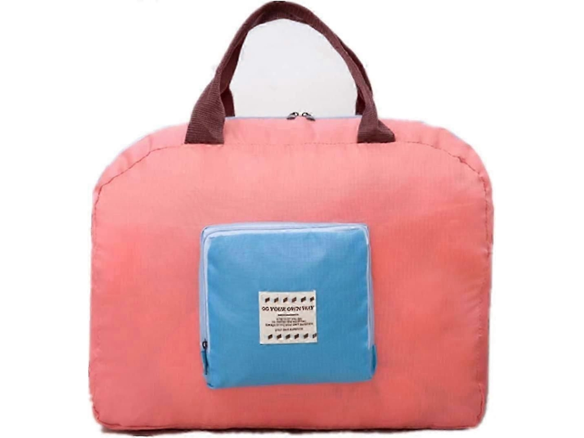 1 Bolsa de viaje plegable y ligera GOKOCO, tipo tote, impermeable, para almacenamiento (rosa)