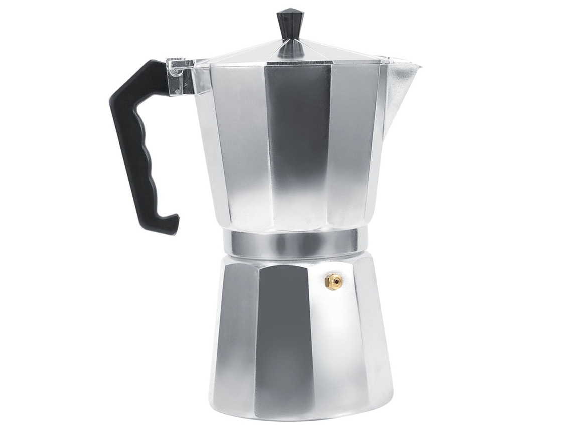 Cafetera italiana de aluminio para café expreso Moka, para uso doméstico y de oficina, 600 ml, color plateado