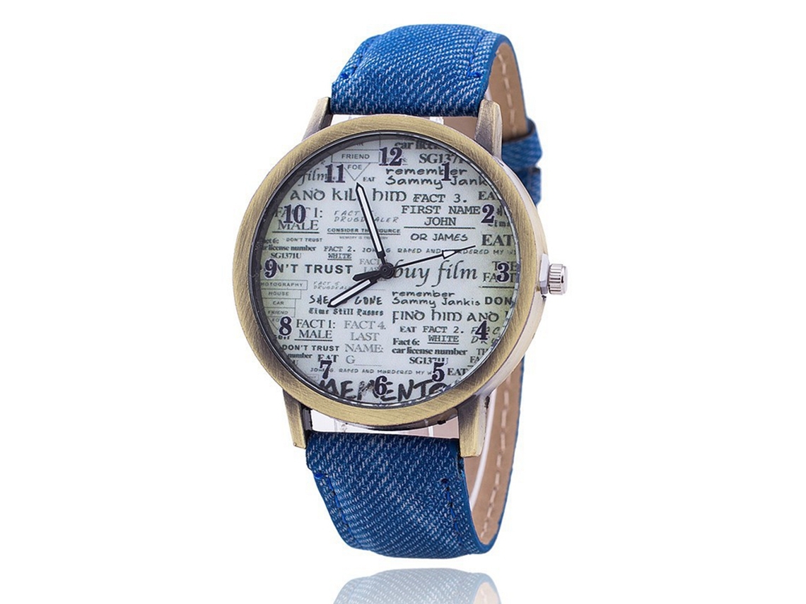 Reloj Unisex Informal De Cuarzo Con Correa Vaquera Y Pantalla Analógica Azul Marino.
