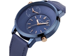 Reloj De Pulsera De Moda Para Hombre Con Correa De Pu, Esfera Redonda Analógica De Cuarzo, Azul.