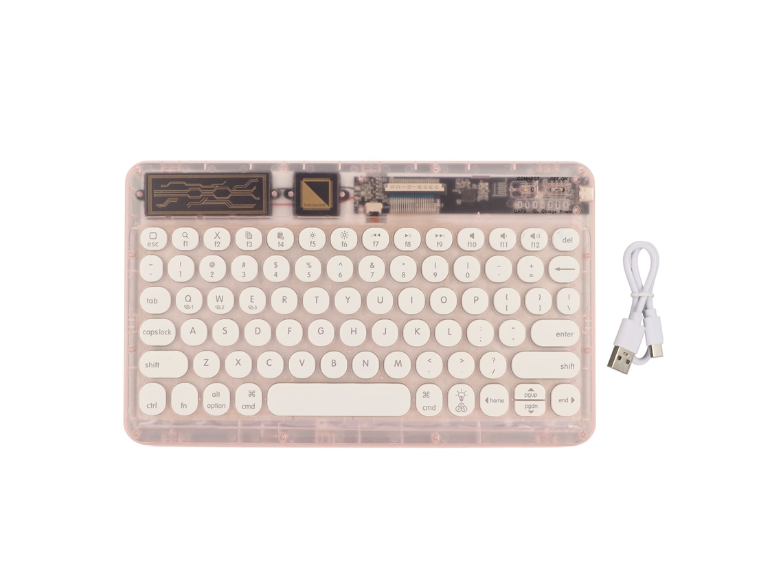 Mini Teclado Portátil Retro Bluetooth Ultrafino Rgb Para Viajes Y Negocios - Rosa