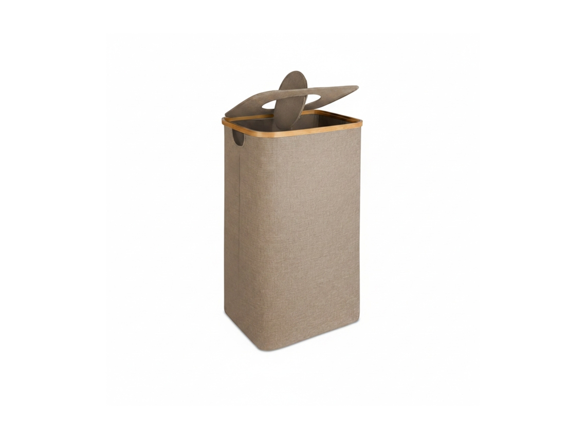 Relaxdays Contenedor De Botellas De Reciclaje 100 L, Bolsa Lavable, Hbt 70 X 42 X 34 Cm, Con Tapa, Fieltro, Beige