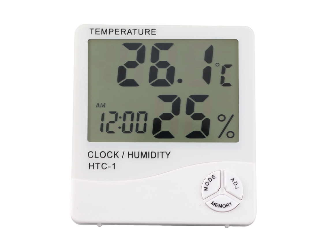 Medidor Electrónico De Temperatura Y Humedad Con Reloj Digital Para Uso En Interiores.