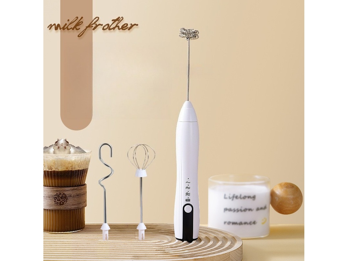 Espumador de leche, batidora eléctrica con 3 varillas, ideal para café, capuchino, chocolate caliente y huevos (claras) Cuich