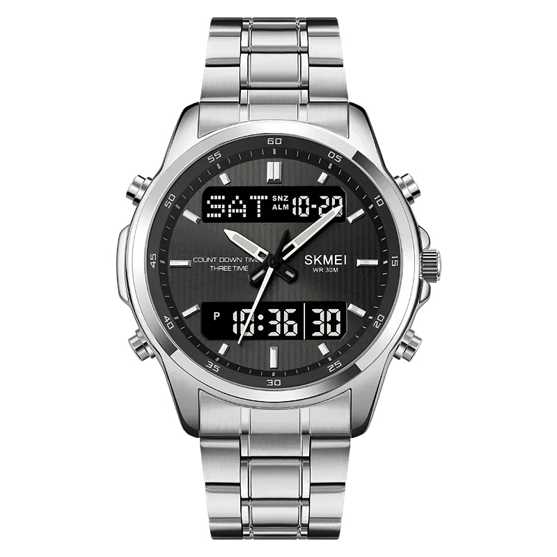 Reloj Militar Electrónico Cronógrafo Resistente Al Agua (plateado Y Negro) Reloj Deportivo Digital Con Cuenta Regresiva