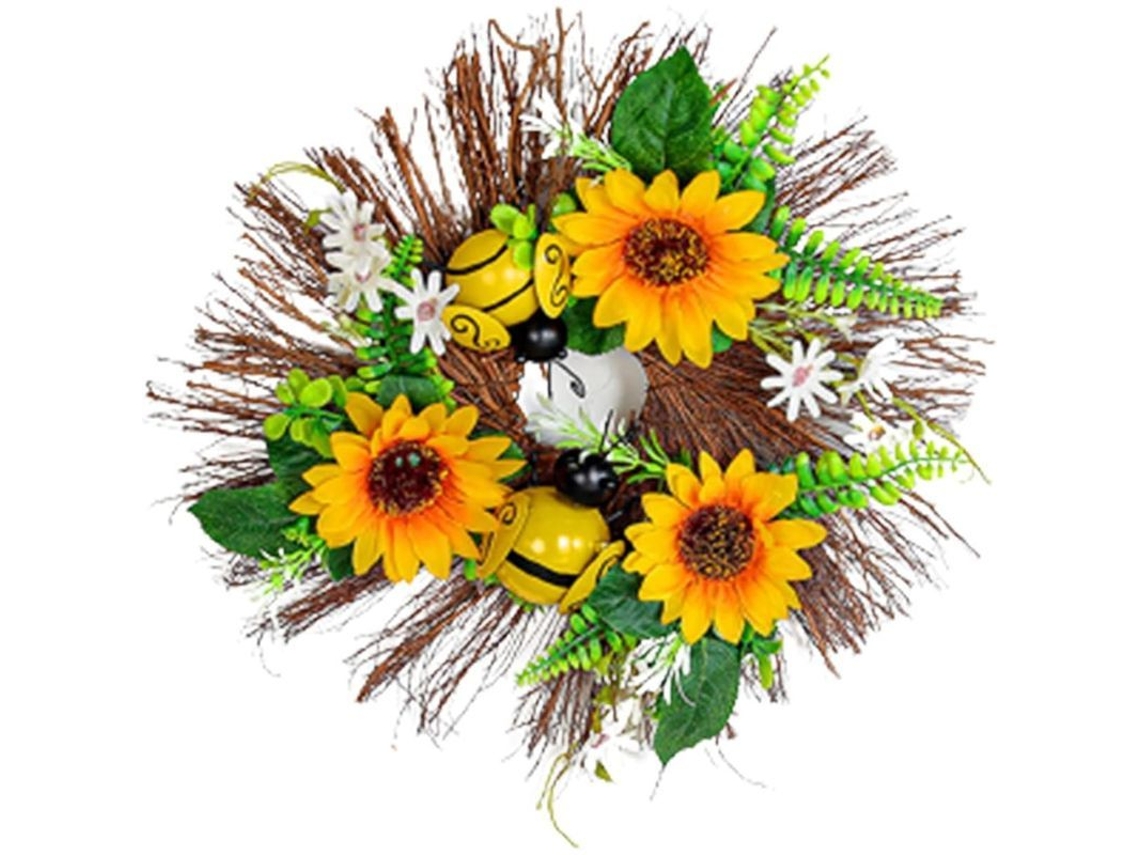 Guirnalda artificial de girasoles, decorativa, amarilla, para primavera, verano, otoño, uso interior/exterior.