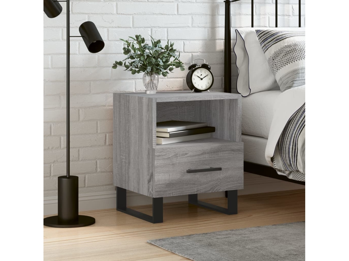 Mesita de Noche 40X35X47,5 Cm Derivados Madera Sonoma Gris