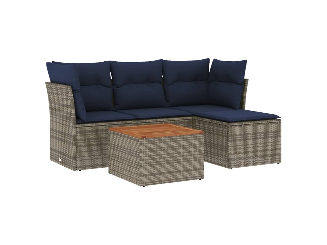 Maison Exclusive - Conjunto De Sofá De Jardín De 5 Piezas Con Cojines, Poliratán Gris