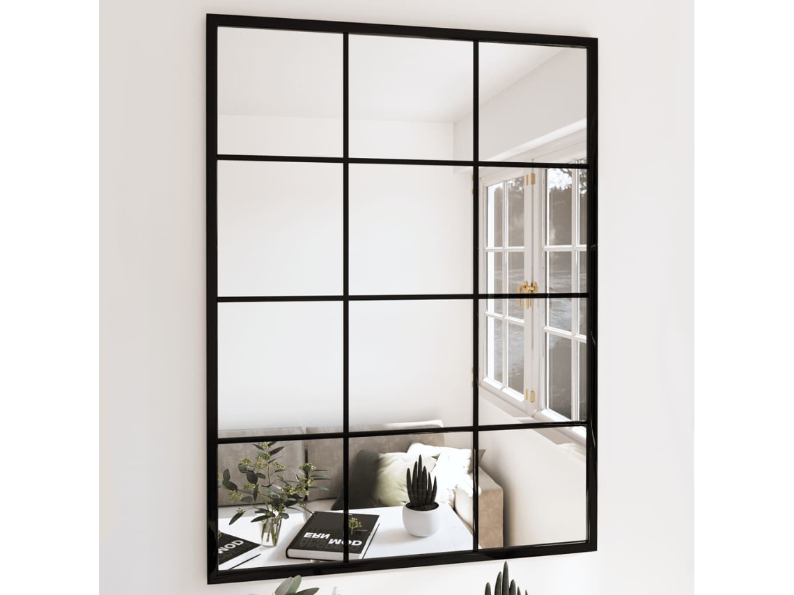 Espejos de pared 3 uds metal negro 80x60 cm N/A