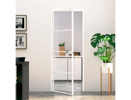 Puerta de interior vidrio templado y aluminio blanco 76x201,5cm VIDAXL