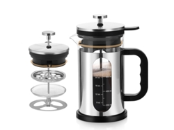 Cafetera de émbolo Chrui para café y té, 964 ml, exterior de acero inoxidable, tapa a presión, libre de BPA