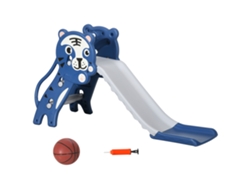 Tobogán Infantil, Tobogán Infantil De Interior, Con Aro De Baloncesto, Temática De Tigre, Para Niños De 18 A 36 Meses, Azul.