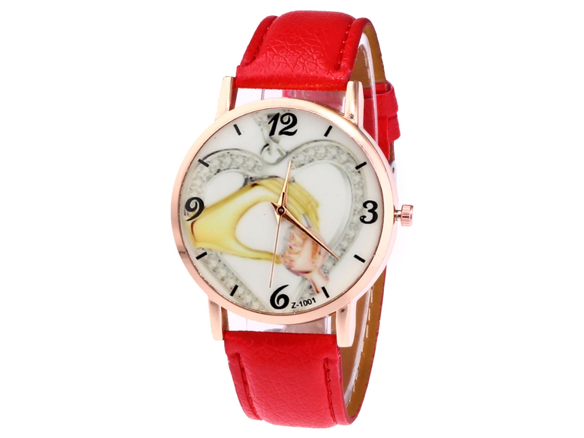 Reloj Analógico De Cuarzo Con Correa Pu Para Mujer Zhoulianfa Rojo