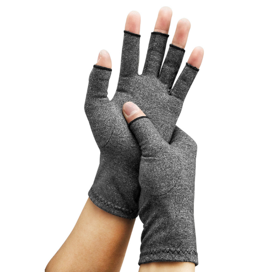 Guantes de compresión para artritis con soporte para la muñeca y muñequera terapéutica de poliéster y algodón. Mdug (izq.)