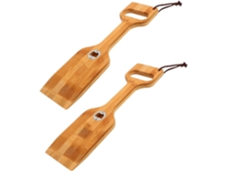Pala de madera de 2 piezas para barbacoa, ideal para limpiar parrillas de cocina al aire libre y como espátula de cocina...
