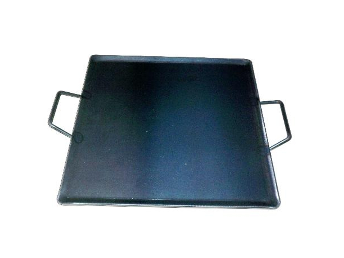 Plancha asar acero 4 mm con 2 asas de metal 40 x 40