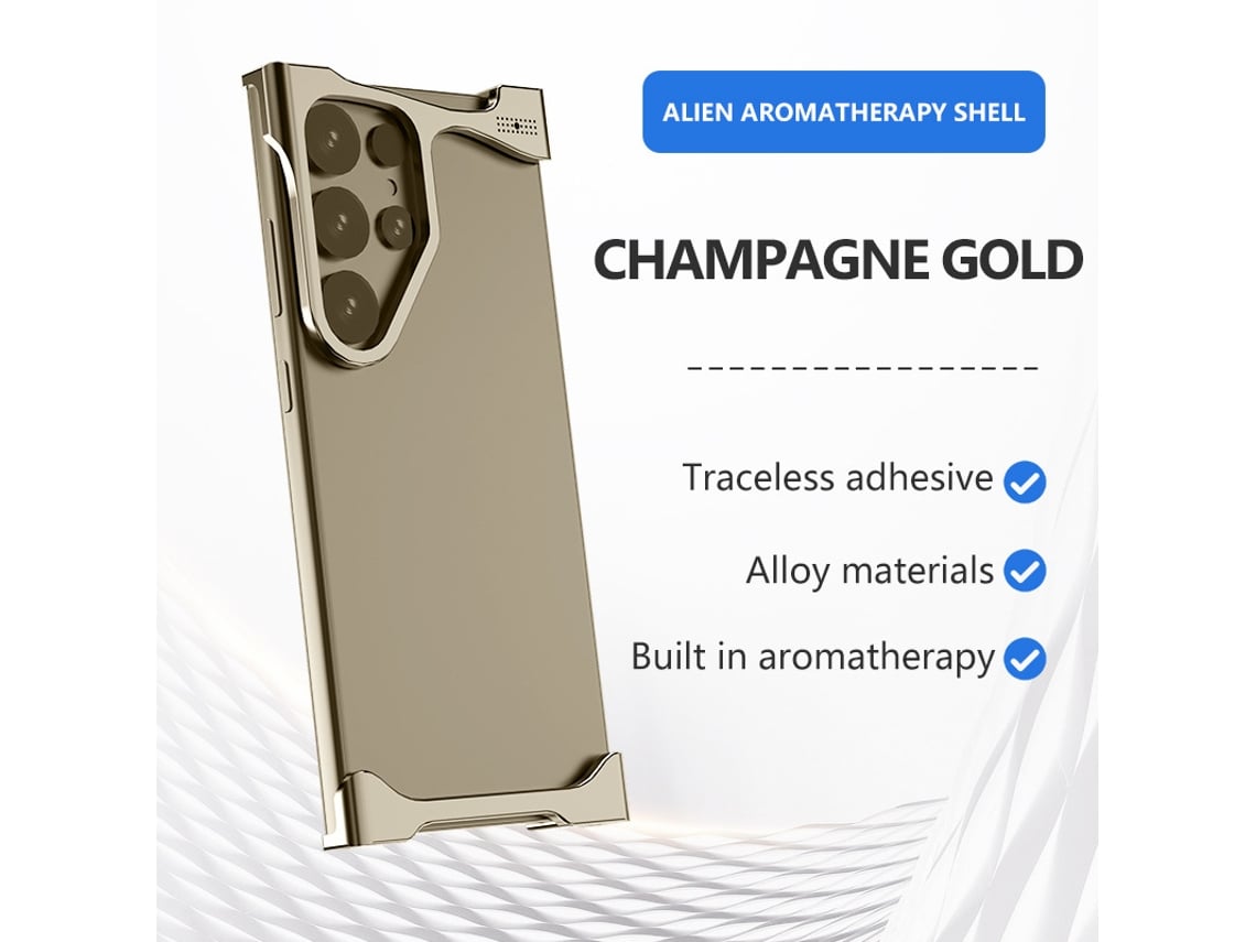 Compatible Con La Funda Para S25 Ultra Aromatherapy, Esquinas Metálicas Sin Bordes - Dorado