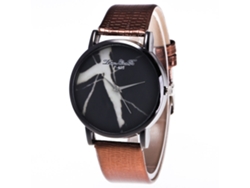 Reloj De Pulsera Unisex De Cuero Pu Con Dial Redondo Mármolado Cuartz Café Zhoulianfa
