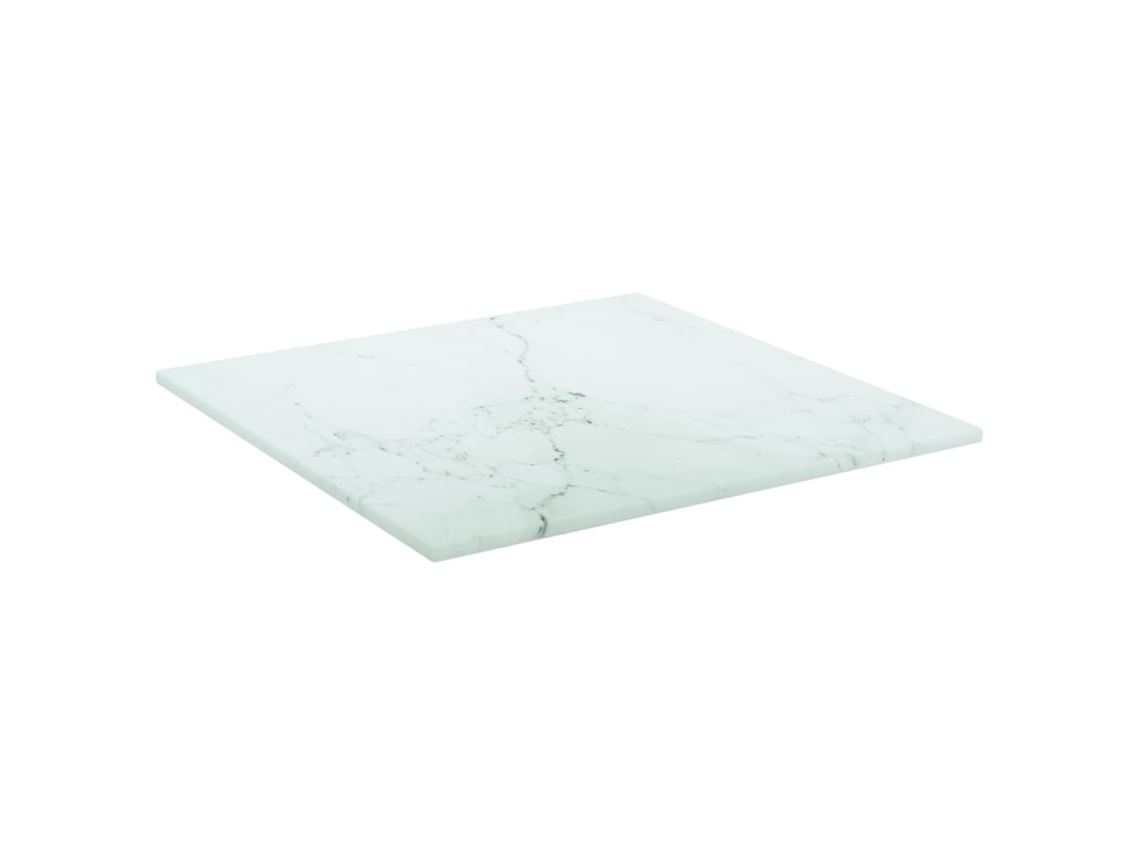 Tablero Mesa | Tablero De Escritorio | Superficie De Mesa Diseño Mármol Vidrio Templado Blanco 30x30 Cm 6 Mm