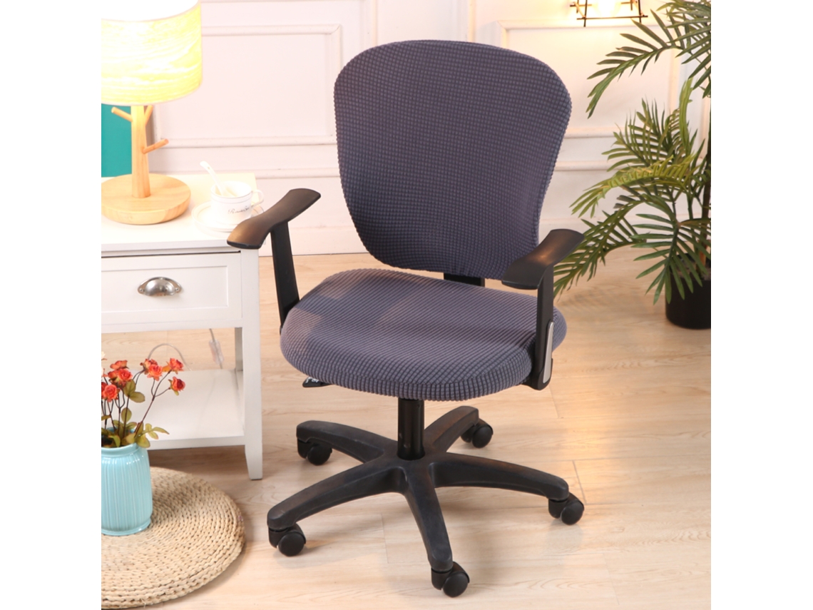 Funda para silla de oficina Siurn de poliéster elástico gris oscuro (juego de dos piezas)