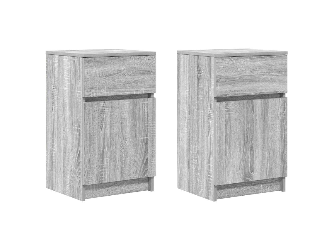 Maison Exclusive - Mesitas De Noche 2 Uds Madera Contrachapada Gris 39x35x65 Cm