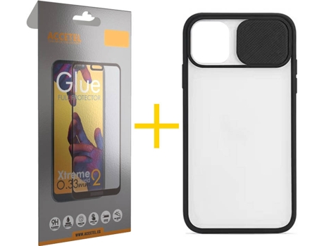 Kit Carcasa y Protector 1 X Cristal Full iPhone 12 Pro Max Skyhe Gel Protection Negro