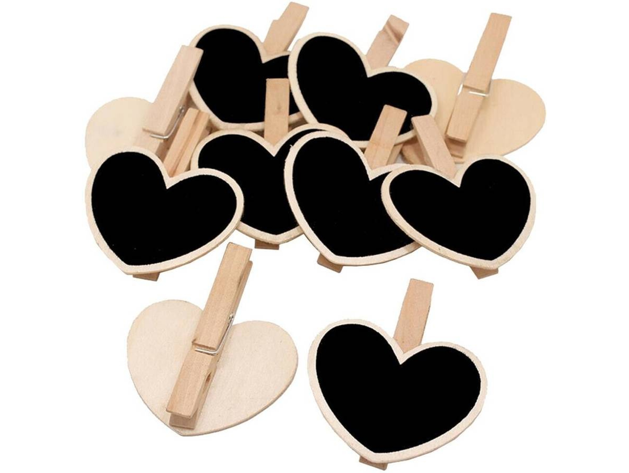 Clips Muelles de Madera Corazón HEAN Negro