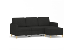 Maison Exclusive - Sofá de 3 plazas con reposapiés, 180 cm, tejido negro.