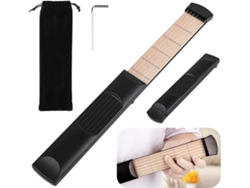 Brazo de práctica de guitarra de bolsillo, herramienta para practicar acordes con 6 trastes Eifson (negro)