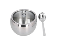 KOFIHETY Elegante azucarero de acero inoxidable con tapa hermética de vidrio templado, perfecto para condimentos y regalos, diseño elegante para cualquier deco