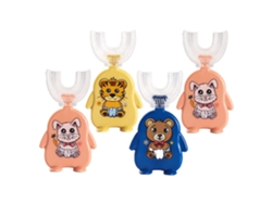 Paquete de 4 cepillos de dientes en forma de U para niños cabezal de cepillo de silicona suave cepillo de dientes de boca completa para niños (S)