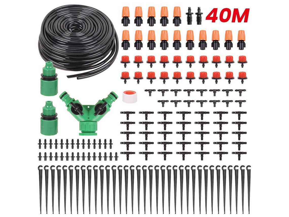 TRUYUETY Sistema De Irrigação Automático Micro Kit De Mangueira De Gotejamento Com Temporizador Para Jardim (39 Metros)