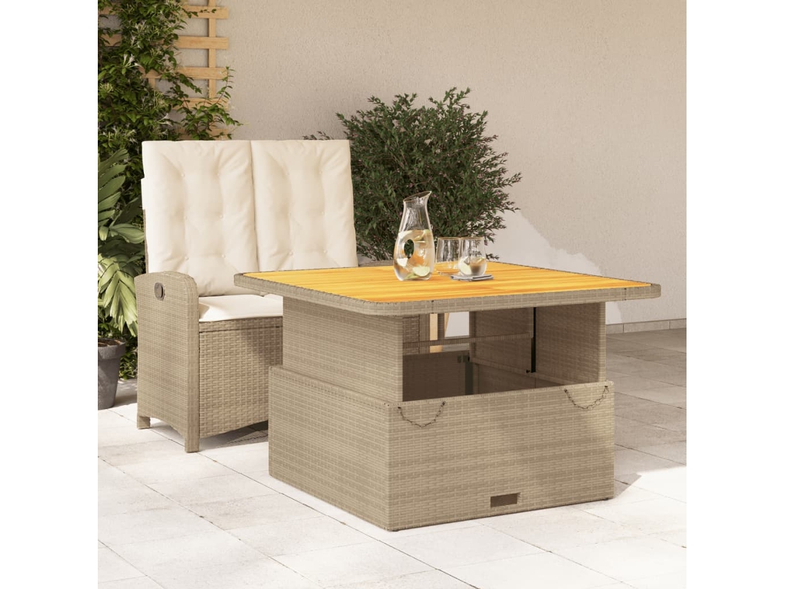 Conjunto de comedor de jardín de 2 piezas con cojines de mimbre beige de DKD Home Decor