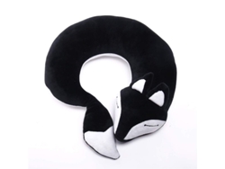 Dan26-almohada Cervical U Travel Avión Zorro Animal Peluche Suave Caliente Negro