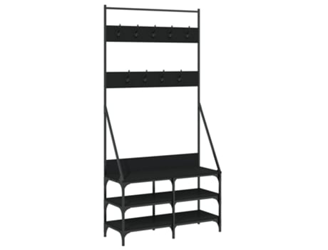 Perchero VIDAXL con zapatero negro (90x34x184 cm)